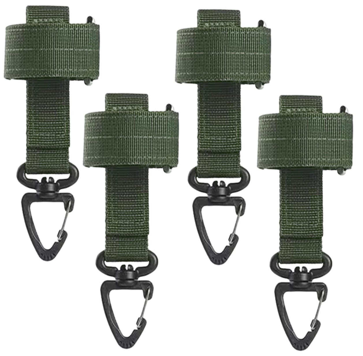 Užsegama kilpa su karabinu diržui 4vnt. M10, žalia