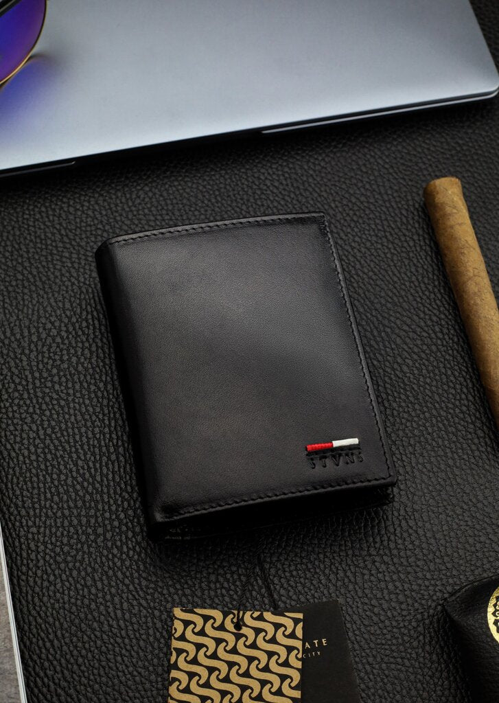 Vyriška natūralios odos piniginė Stevens Z07-326-R, RFID apsauga