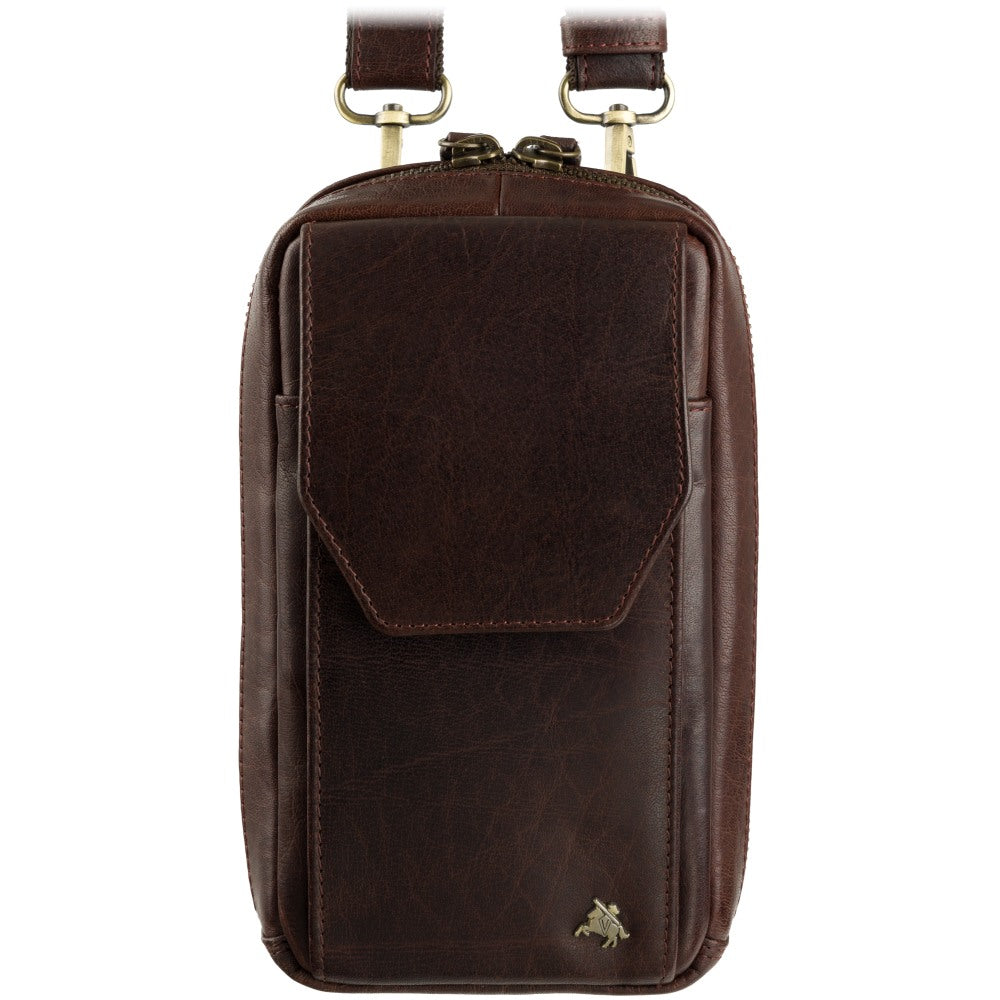 Vyriška odinė kelioninė rankinė, Visconti S-45, tamsiai ruda