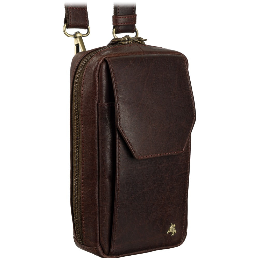 Vyriška odinė kelioninė rankinė, Visconti S-45, tamsiai ruda
