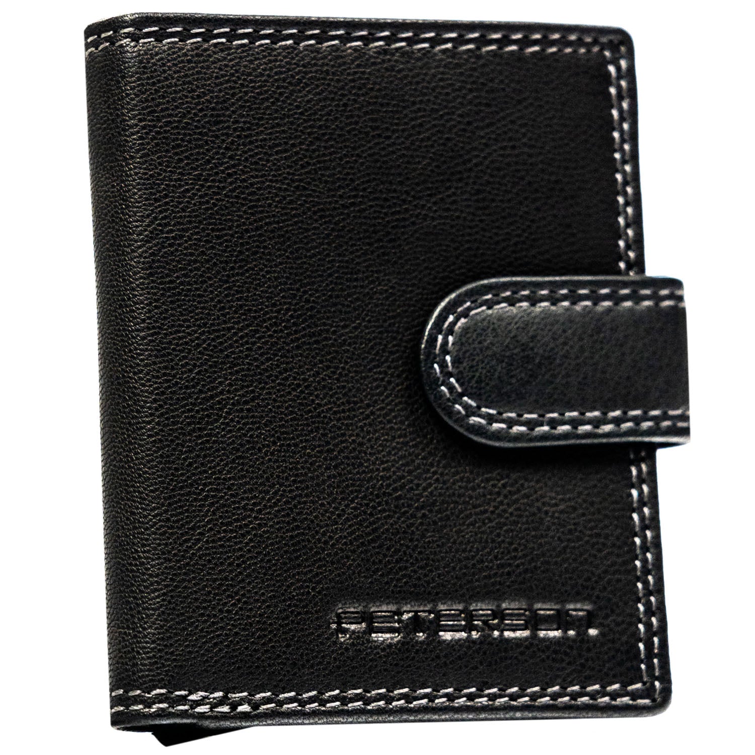 Vyriška odinė piniginė, juoda, su užsegimu S148