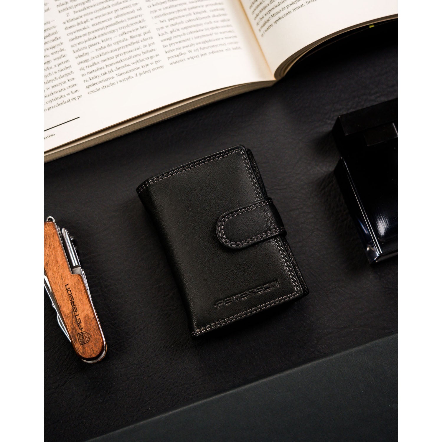 Vyriška odinė piniginė, juoda S152