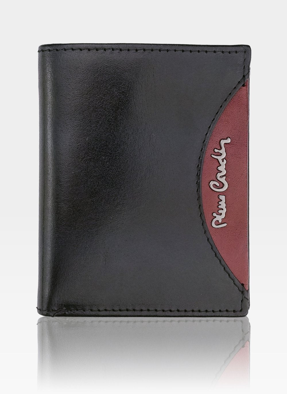 Vyriška odinė piniginė Pierre Cardin Tilak29 1810 RFID apsauga, juoda + raudona S452