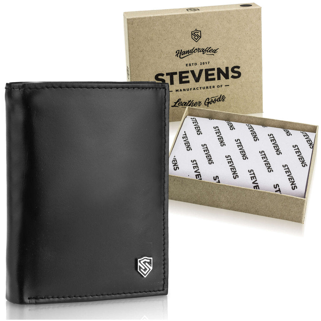 Vyriška odinė piniginė Stevens Z03-326, juoda S183
