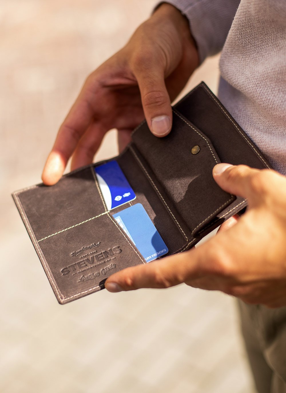 Vyriška odinė piniginė STEVENS RFID su apsauga Plona SLIM S199