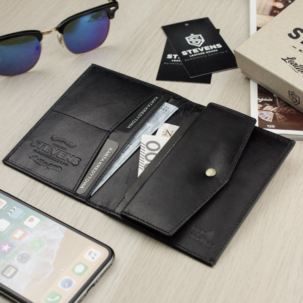 Vyriška odinė piniginė STEVENS su RFID apsauga Plona SLIM S197