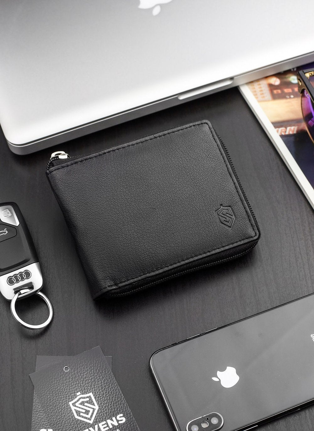 Vyriška odinė piniginė Stevens su užtrauktuku S180