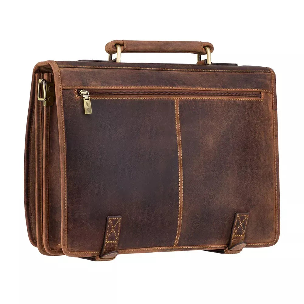 Vyriška odinė rankinė Visconti 16134, šviesiai ruda, trijų skyrių, su peties dirželiu