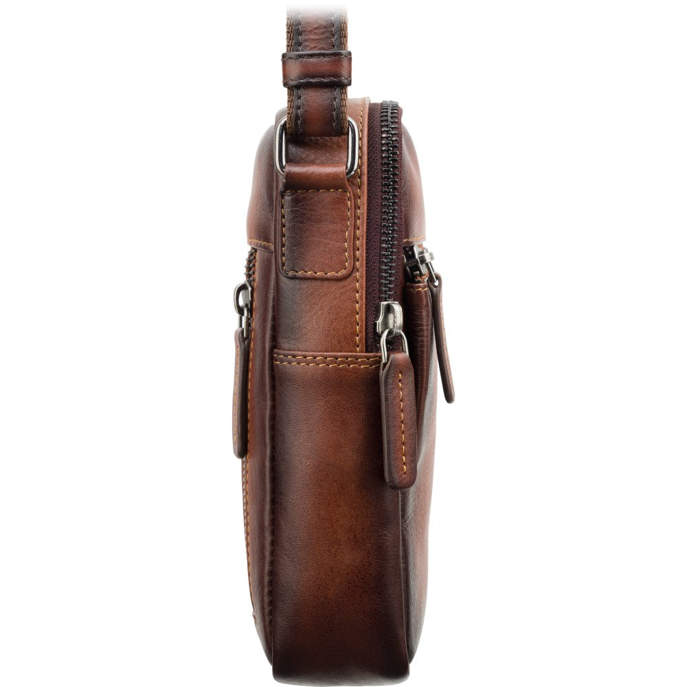 Vyriška odinė rankinė per petį, Visconti AT-43, ruda