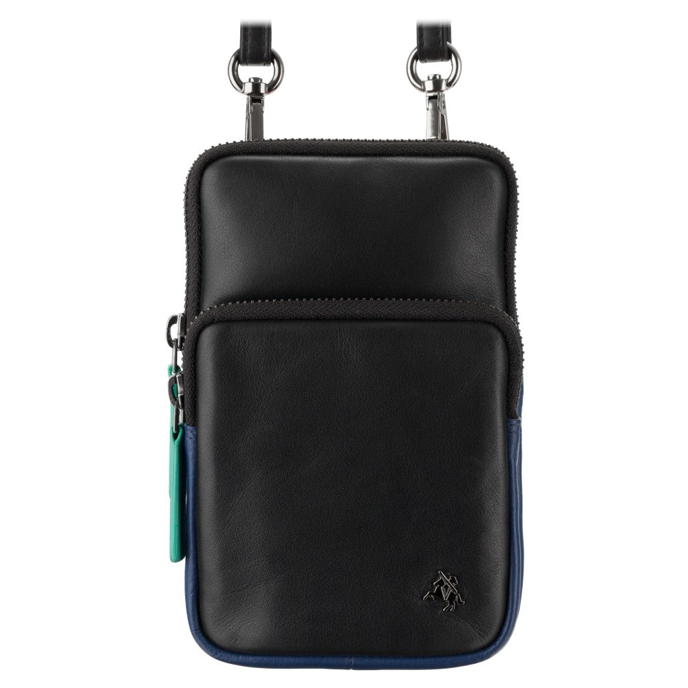 Vyriška odinė rankinė, Visconti S-5, juoda-mėlyna R216