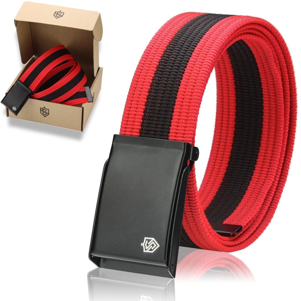 Vyriškas diržas STEVENS raudonas + juodas, 135cm XL, universalus D98