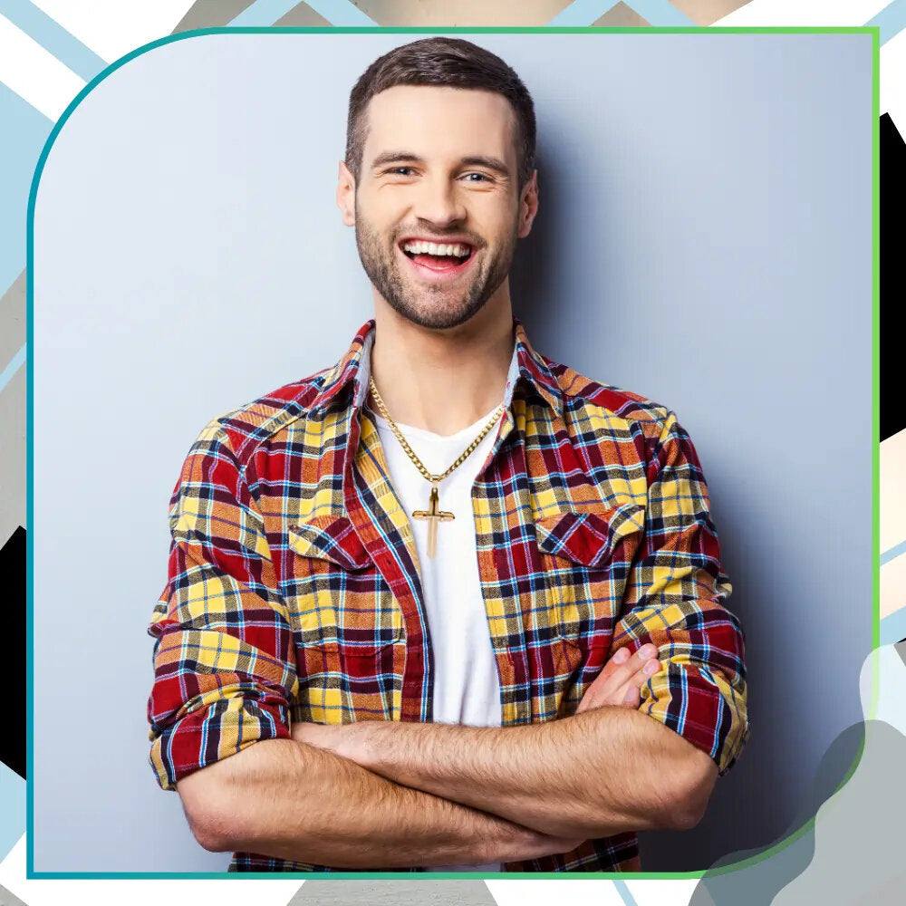 Vyriškas ir moteriškas pakabukas kryžius, aukso spalvos, chirurginis plienas