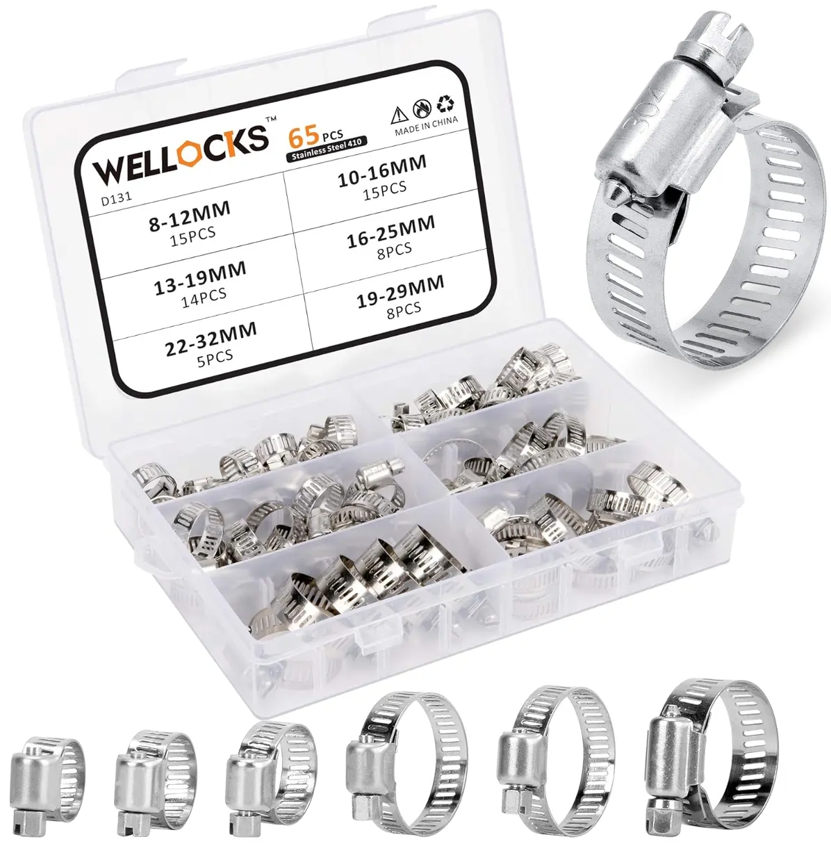 Žarnų spaustukų rinkinys 65 vnt B9