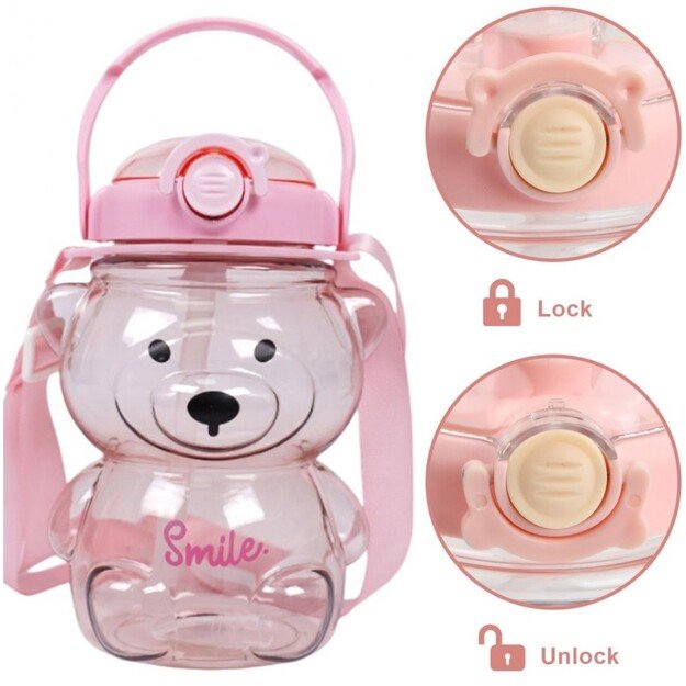 Gertuvė su laikikliu SWEET BEAR rožinė 1000 ml