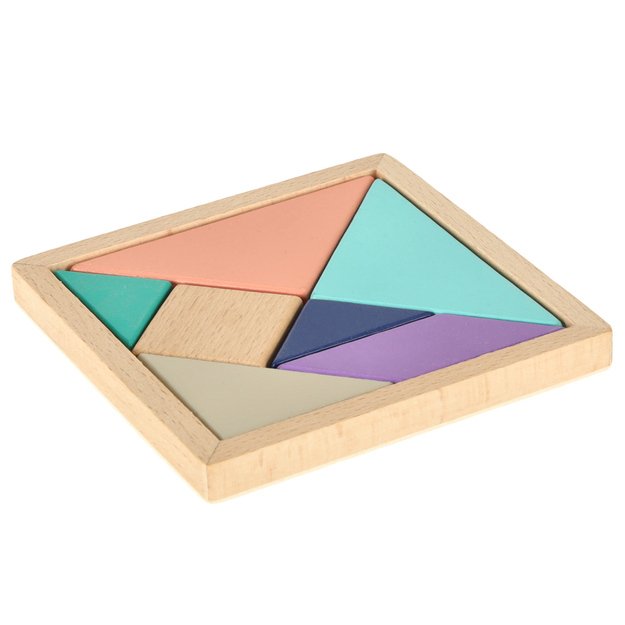 Tangram puzzle mediniai dėlionės kubeliai 11,5cm x 11,5cm