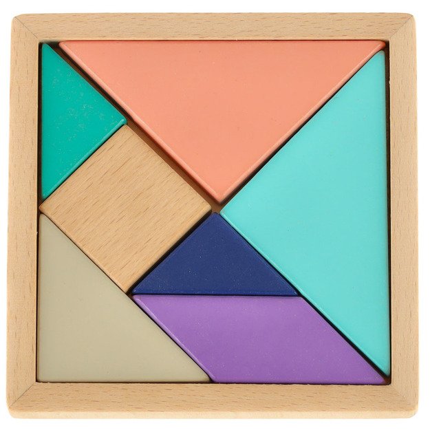 Tangram puzzle mediniai dėlionės kubeliai 11,5cm x 11,5cm