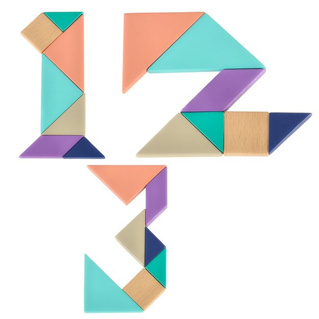 Tangram puzzle mediniai dėlionės kubeliai 11,5cm x 11,5cm