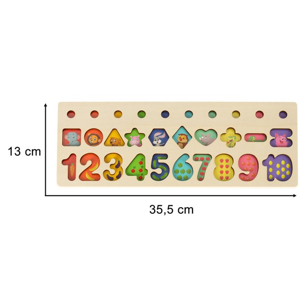 Medžio skaičiuoklis su rūšiavimu, Montessori 3 in 1, 13x36 cm