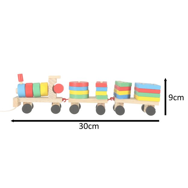 Traukinio lokomotyvas mediniai blokai su rūšiavimo galvosūkiu 30cm