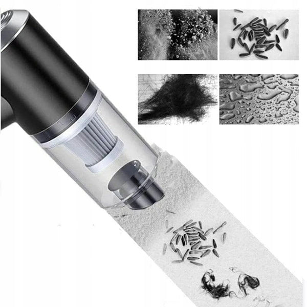 Automobilinis dulkių siurblys USB, galingas 120W, LED, 35kPa, kompaktiškas