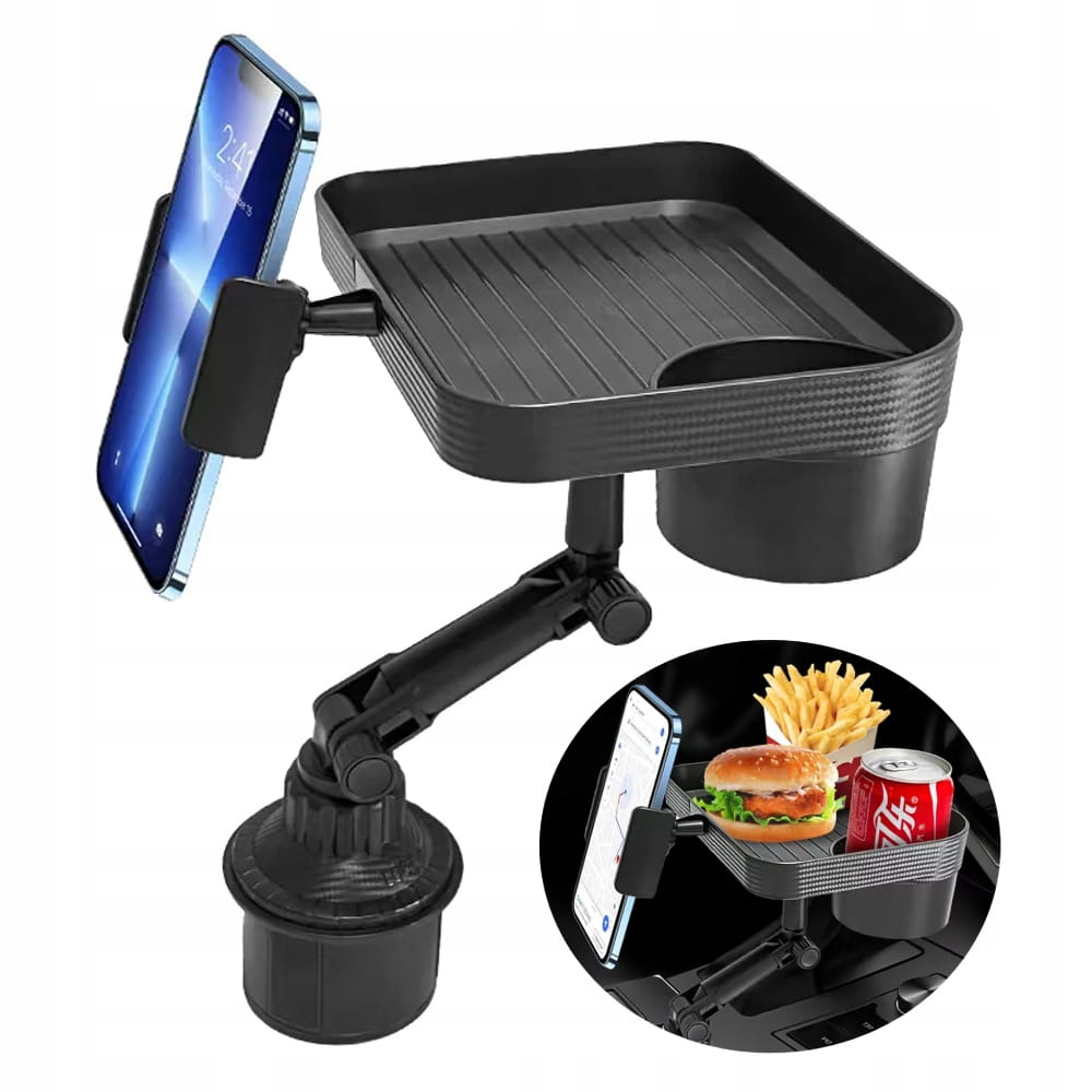 Automobilinis kelioninis staliukas, maisto padėklas, puodelis, telefonas, anglies XL