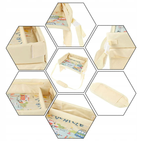 Automobilinis kelioninis staliukas vaikams, smėlio spalvos