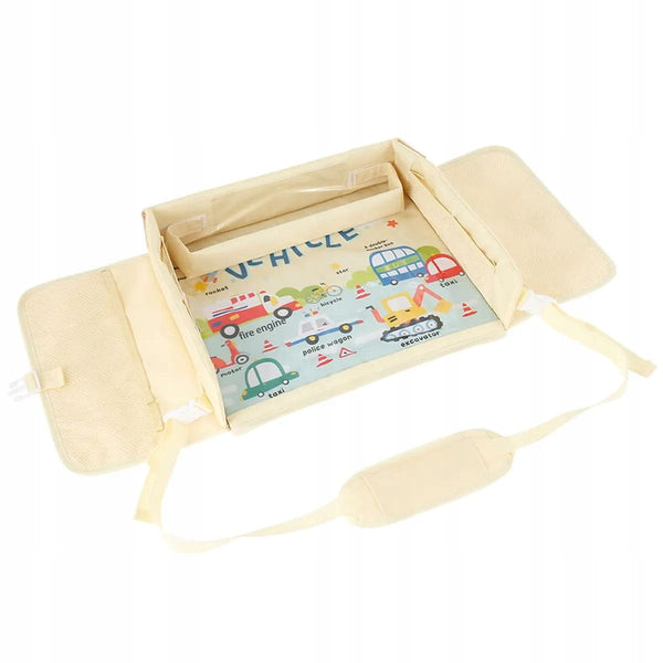 Automobilinis kelioninis staliukas vaikams, smėlio spalvos