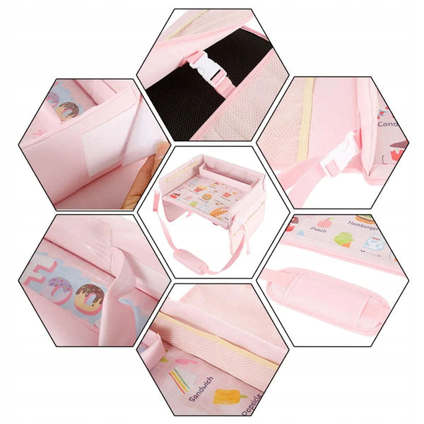 Automobilinis kelioninis staliukas vaikams, smėlio spalvos