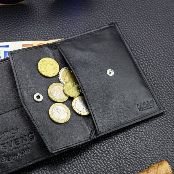 Vyriška piniginė STEVENS juodos klasikinės odos S88