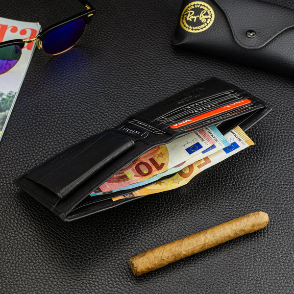 Natūralios odos SLIM piniginė vyrams Stevens 84, juoda S1033