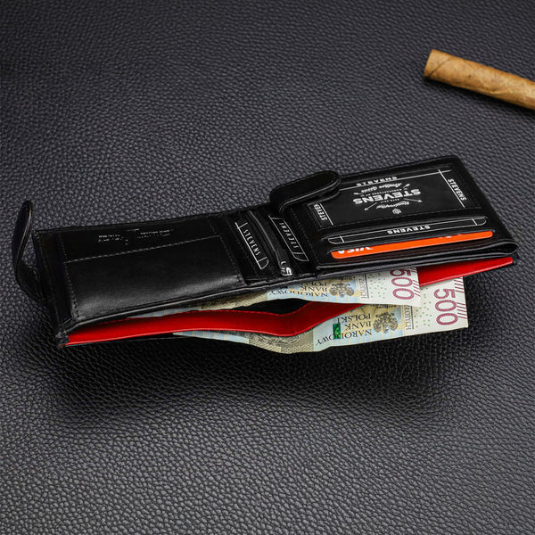 Vyriška natūralios odos piniginė Stevens Z06-325A, juoda