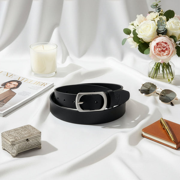 Diržas moterims iš natūralios odos Stevens, juodas