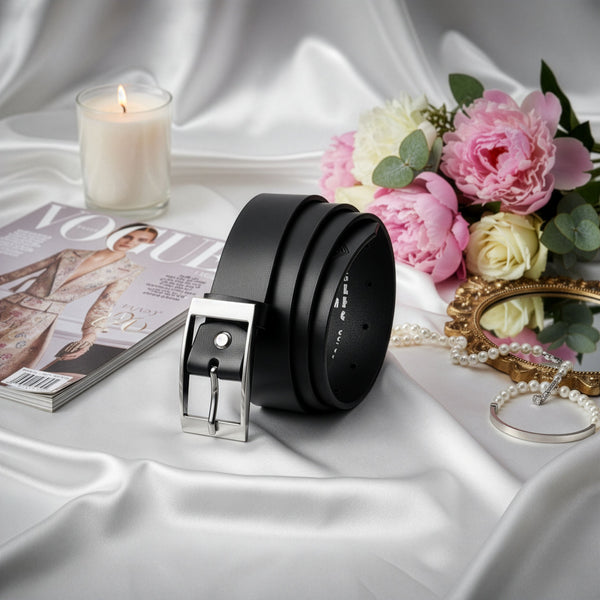 Diržas moterims iš natūralios odos Stevens, juodas