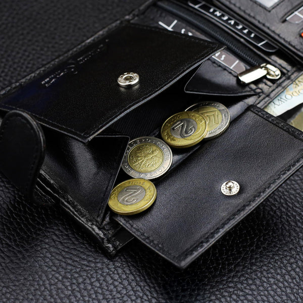 Vyriška natūralios odos piniginė Stevens Z05-325A, juoda N391