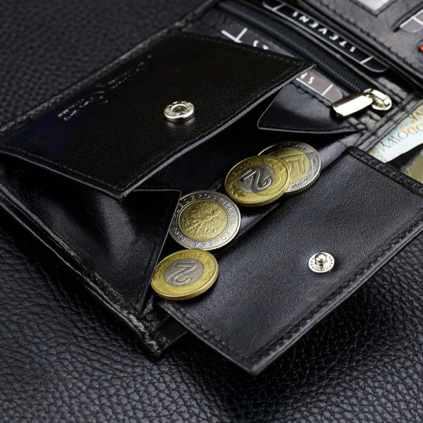 Juoda vyriška piniginė STEVENS su grandine S1084