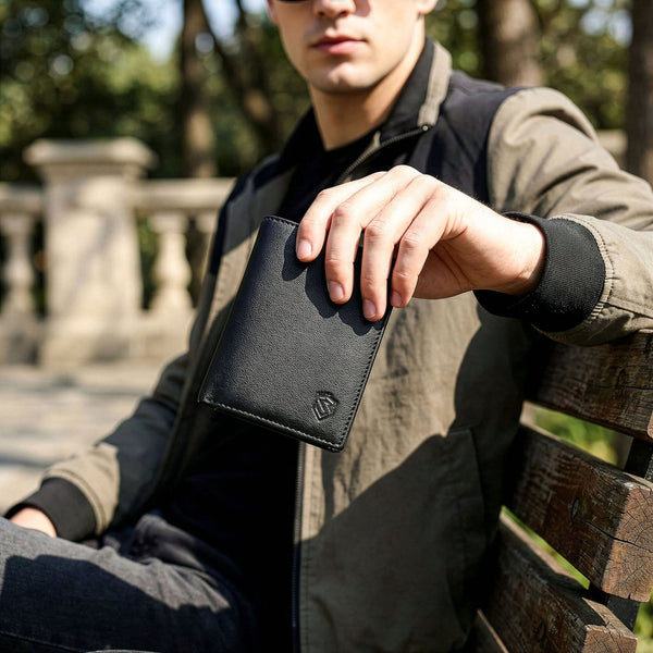 Vyriška piniginė STEVENS juodos klasikinės odos S88