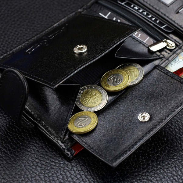 Vyriška natūralios odos piniginė Stevens Z06-325A, juoda