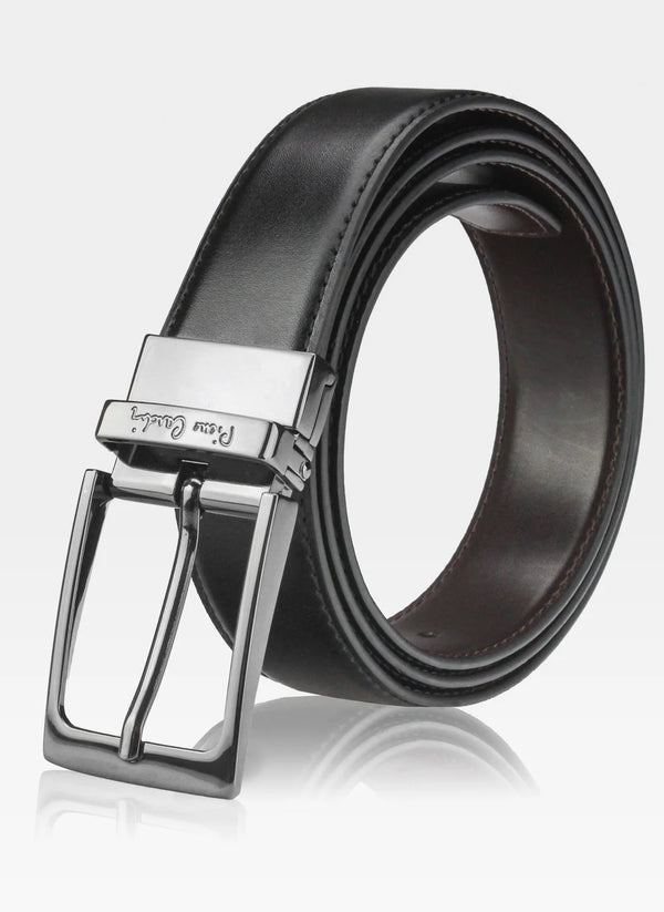 Vyriškas rinkinys Pierre Cardin: odinė piniginė ir dvipusis diržas, juodas/rudas 75T8806BR