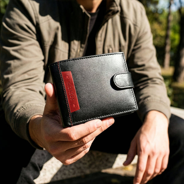 Vyriška natūralios odos piniginė Stevens Z05-325A, juoda N391