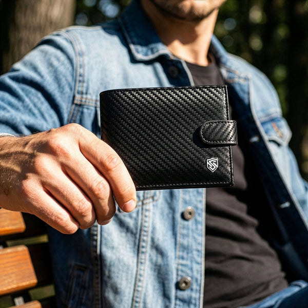 Vyriška odinė piniginė Stevens 325A Carbon, juoda S189