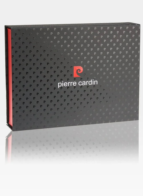 Vyriška piniginė ir diržas Pierre Cardin dėžutėje, juoda, natūrali oda N7