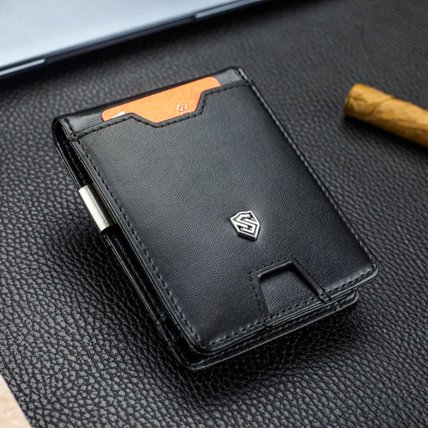 Vyriška plona piniginė, kortelių dėklas su RFID F02 leather S18