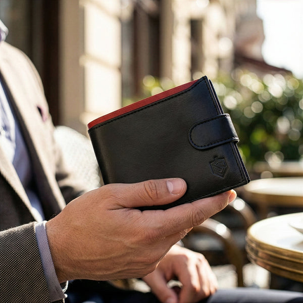 Vyriška natūralios odos piniginė Stevens Z06-325A, juoda