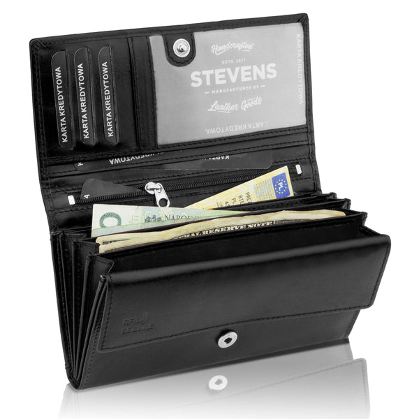 Stevens moteriška odinė piniginė Z2, juoda D3