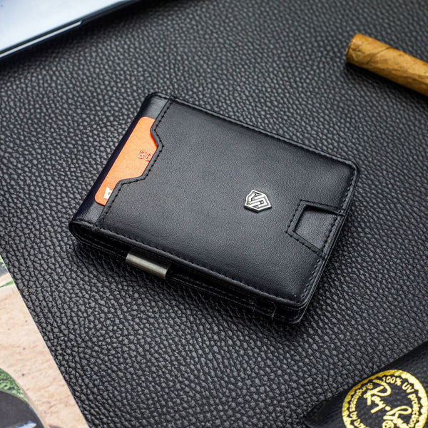 Vyriška plona piniginė, kortelių dėklas su RFID F02 leather S18