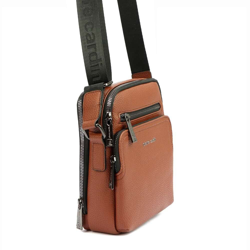 Vyriška ruda eko odos crossbody rankinė Pierre Cardin su reguliuojamu dirželiu
