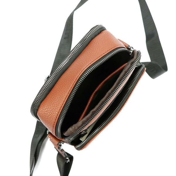 Vyriška ruda eko odos crossbody rankinė Pierre Cardin su reguliuojamu dirželiu