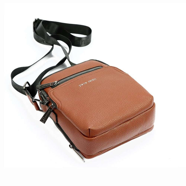 Vyriška ruda eko odos crossbody rankinė Pierre Cardin su reguliuojamu dirželiu
