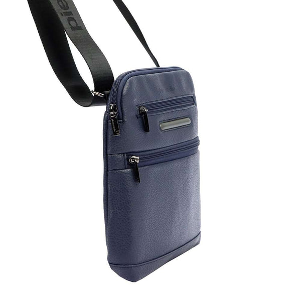 Vyriška mėlyna eko odos crossbody rankinė Pierre Cardin su reguliuojamu dirželiu