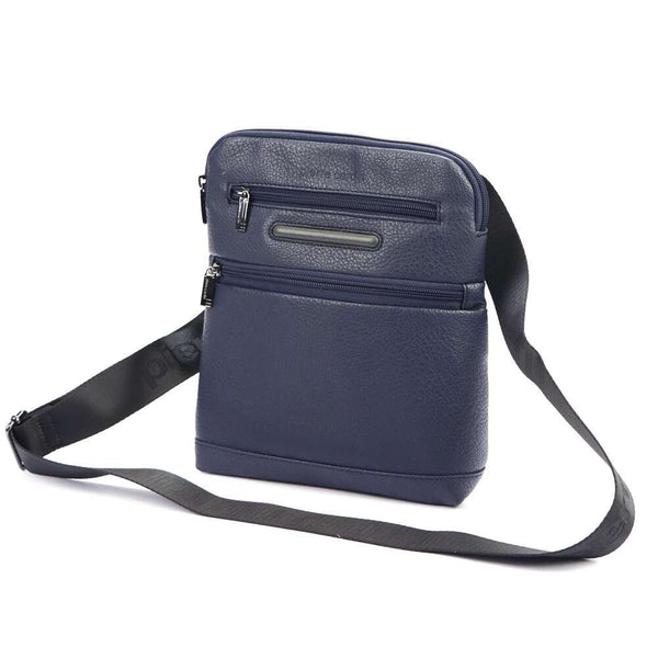 Vyriška mėlyna eko odos crossbody rankinė Pierre Cardin su reguliuojamu dirželiu